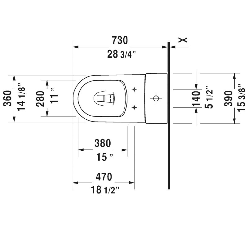 Duravit Me GPF Elongated Comfort Height Floor Mounted OnePiece Toilet